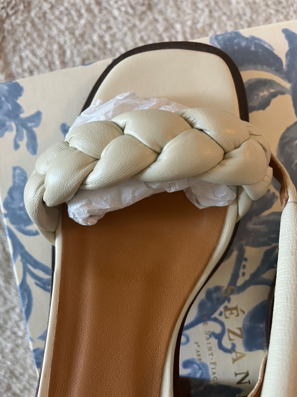 Sezane Isadora White Braided Heels Sandals Size 35 - Picture 6 of 9